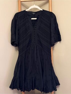 Madewell Black Eyelet Tiered Mini Dress